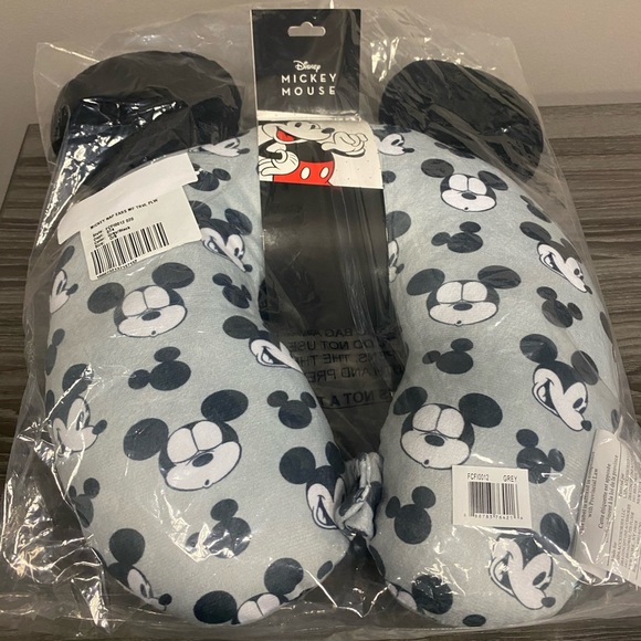 Walt Disney Mickey Mouse Gray & Black Travel Neck Pillow Airplane, Car, … - Picture 3 of 6